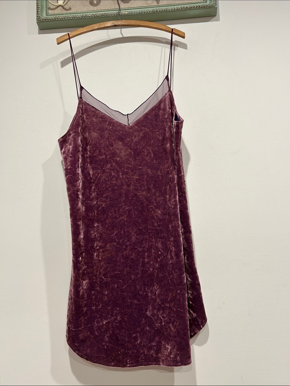 Vintage Y2K Lilac Wine Velvet Slip Mini Dress in Dusty Plum large women’s purple - Picture 1 of 7